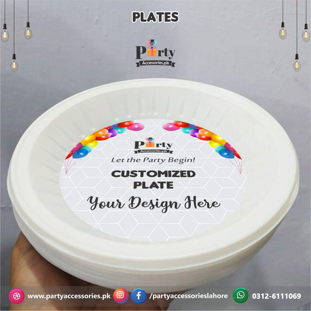 Customized Plates | Custom labels and disposable plates according to your theme (Pack of 6)
