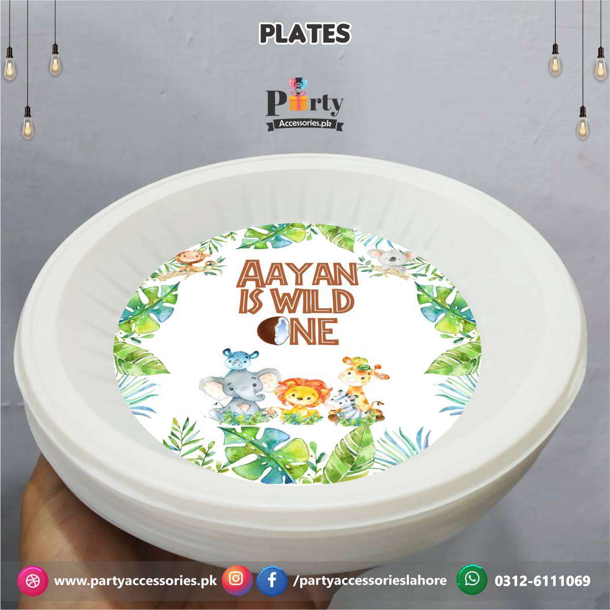 Customized disposable Paper Plates Wild One theme birthday party