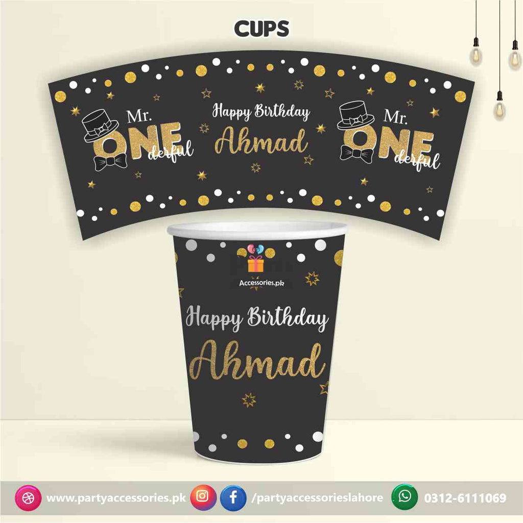 Customized disposable Paper CUPS for OneDerful Party theme party