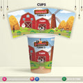 Customized disposable Paper CUPS for Farm animals theme