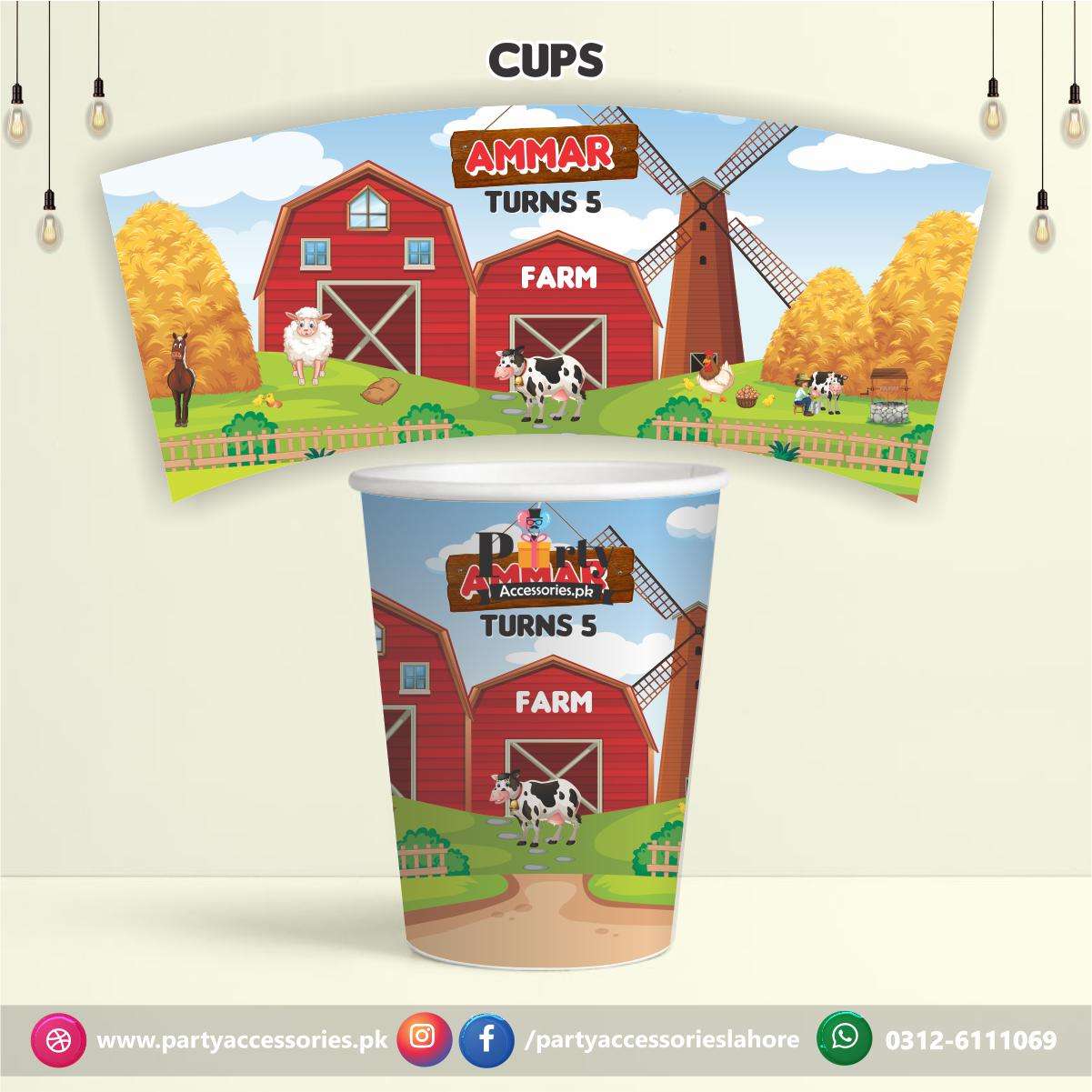 Customized disposable Paper CUPS for Farm animals theme