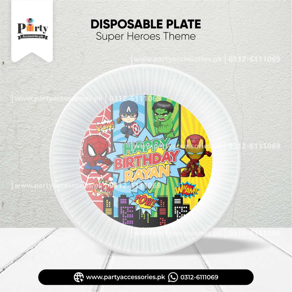 super heroes theme customized plates 