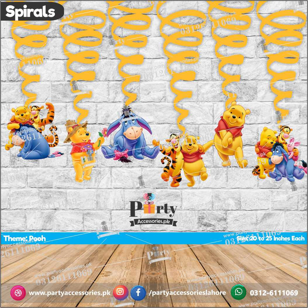 Spiral Hanging swirls in Pooh theme birthday party decorations 