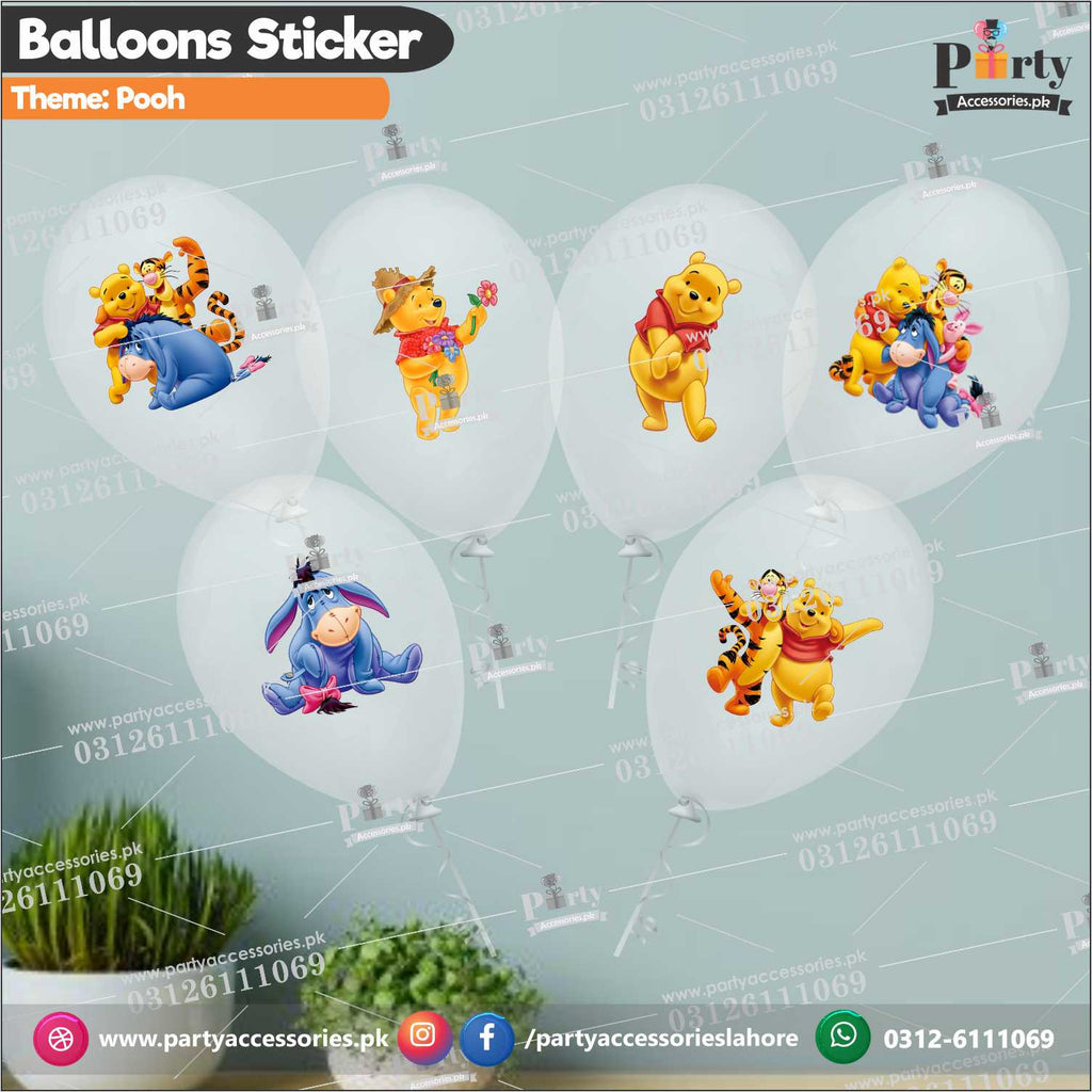 Pooh theme transparent balloons with stickers 