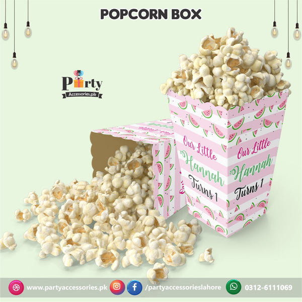 One in a melon Birthday Party theme Customized Popcorn boxes