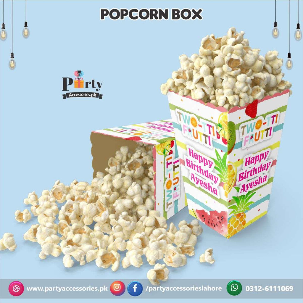 Tutti Fruiti Birthday Party theme Customized Popcorn boxes