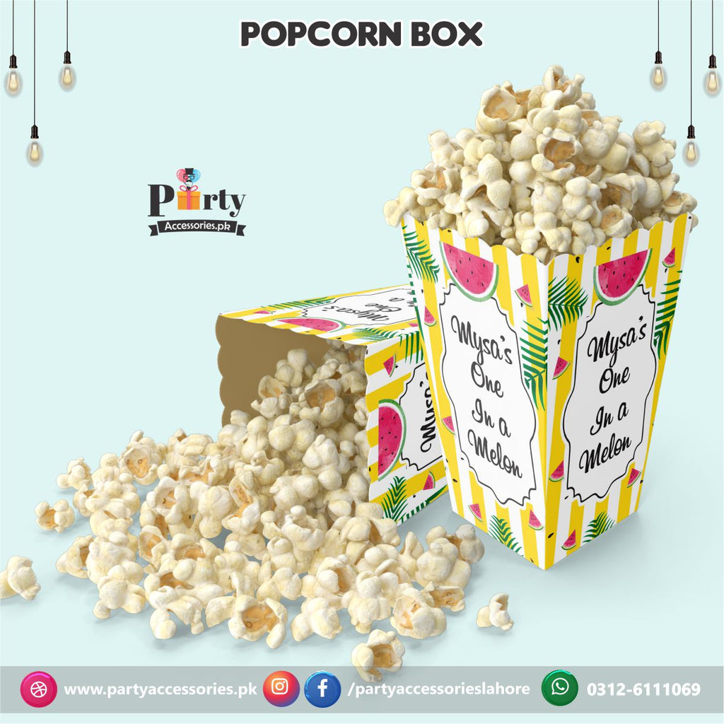 One in a melon Birthday Party theme Customized Popcorn boxes