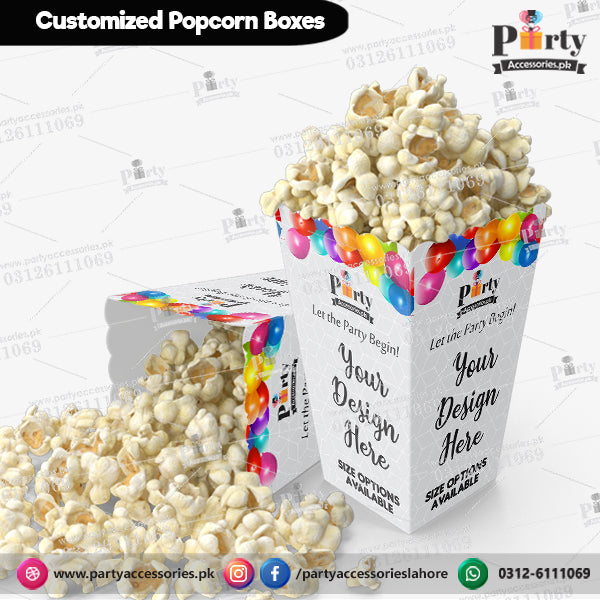 Customized Printed Popcorn boxes / Popcorn Holders in your desired theme