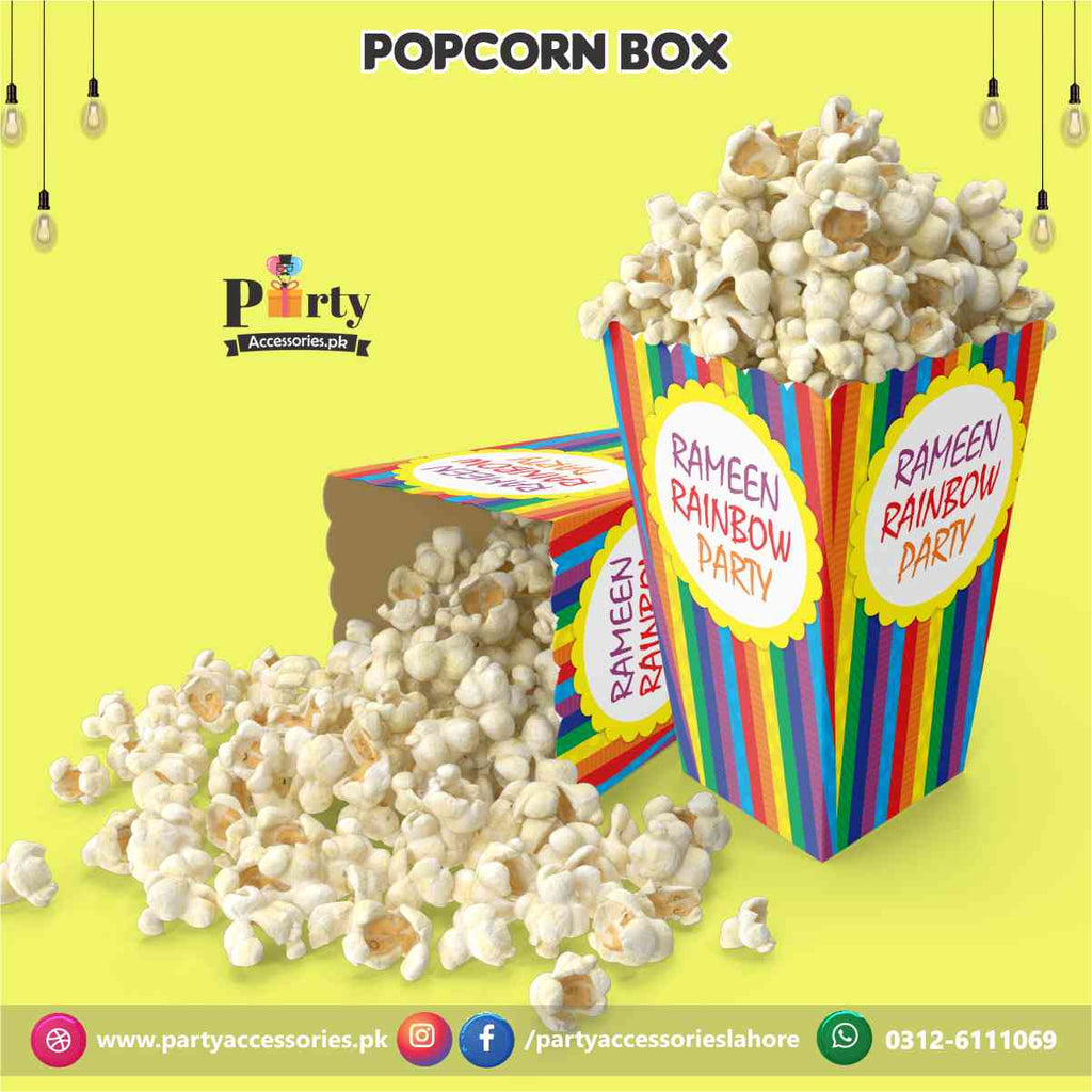 Rainbow birthday theme Customized Popcorn boxes