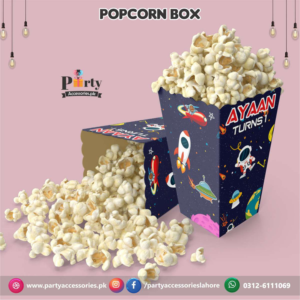 Outerspace Birthday Party theme Customized Popcorn boxes