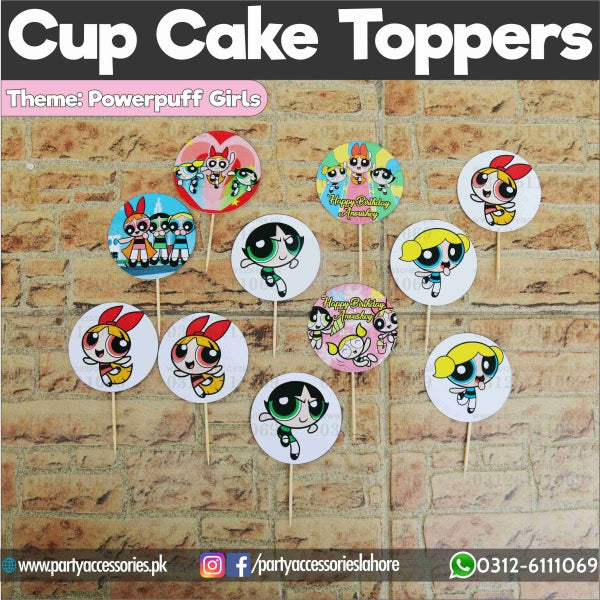 The Powerpuff Girls theme birthday cupcake toppers set