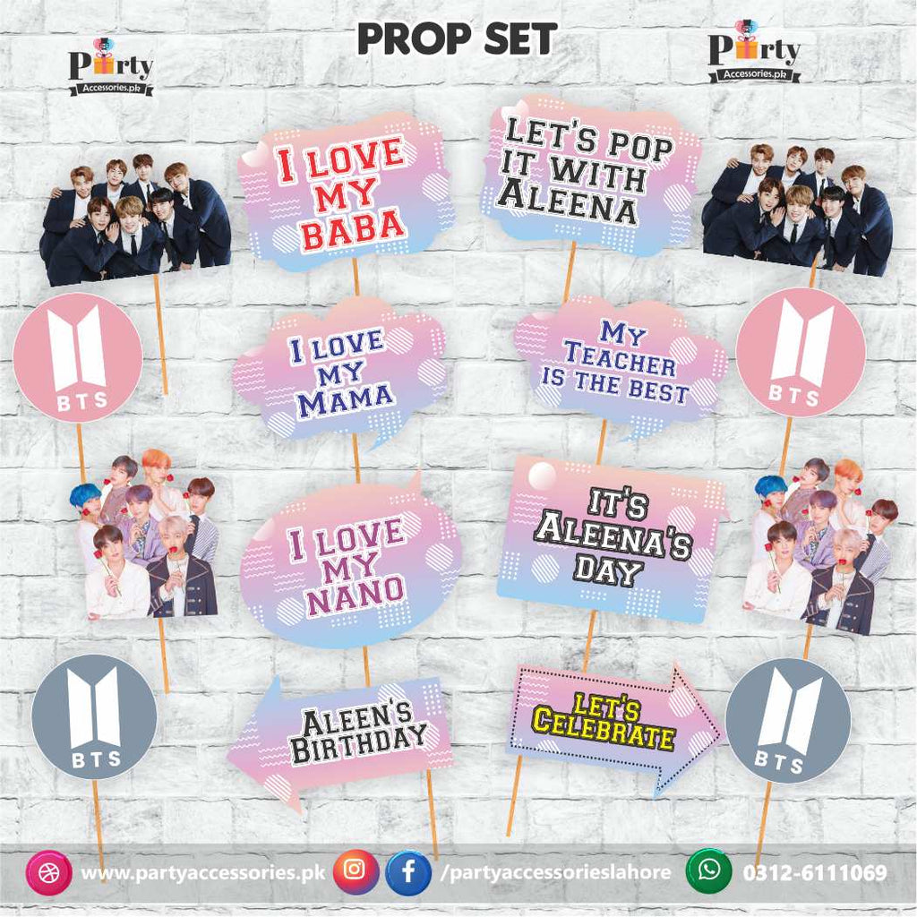 Photo props in bts theme birthday party