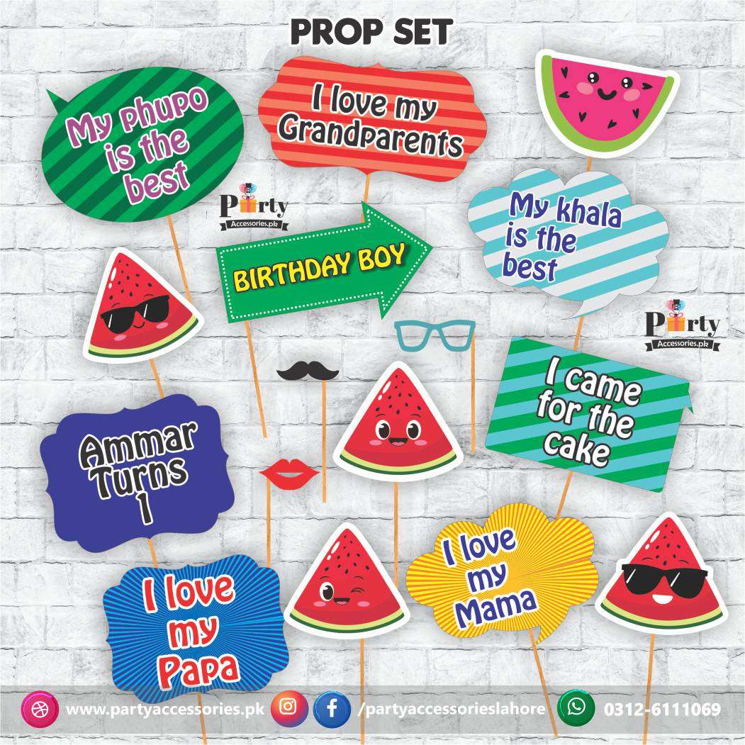Props set for Tutti Fruiti theme birthday party Decoration