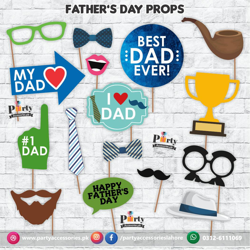 Fathers Day Decorations Father S Photobooth Props Set Of 15 Pcs Partyaccessories Pk