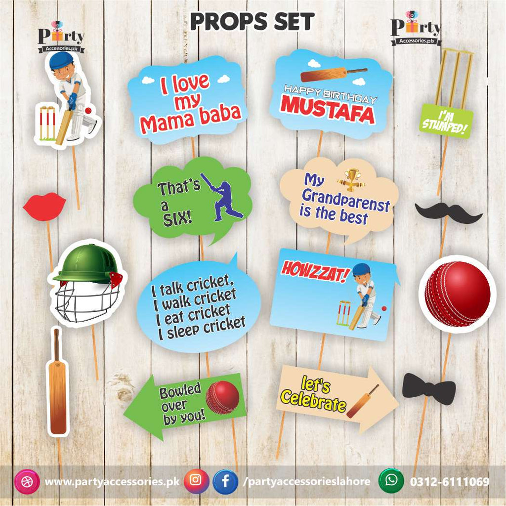 Photo props set for Cricket Theme Birthday party
