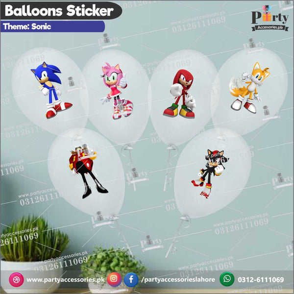 Sonic theme transparent balloons with stickers 