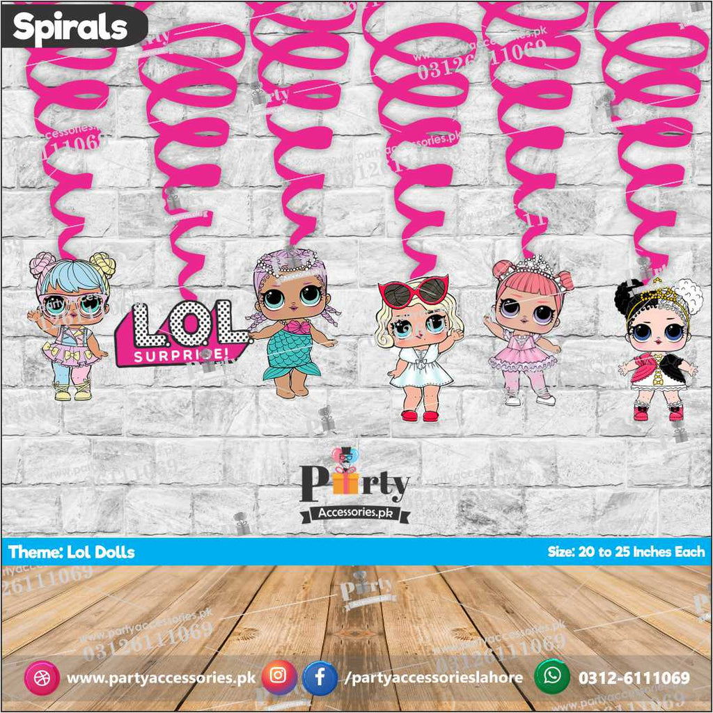 Spiral Hanging swirls in LOL dolls theme birthday party decorations