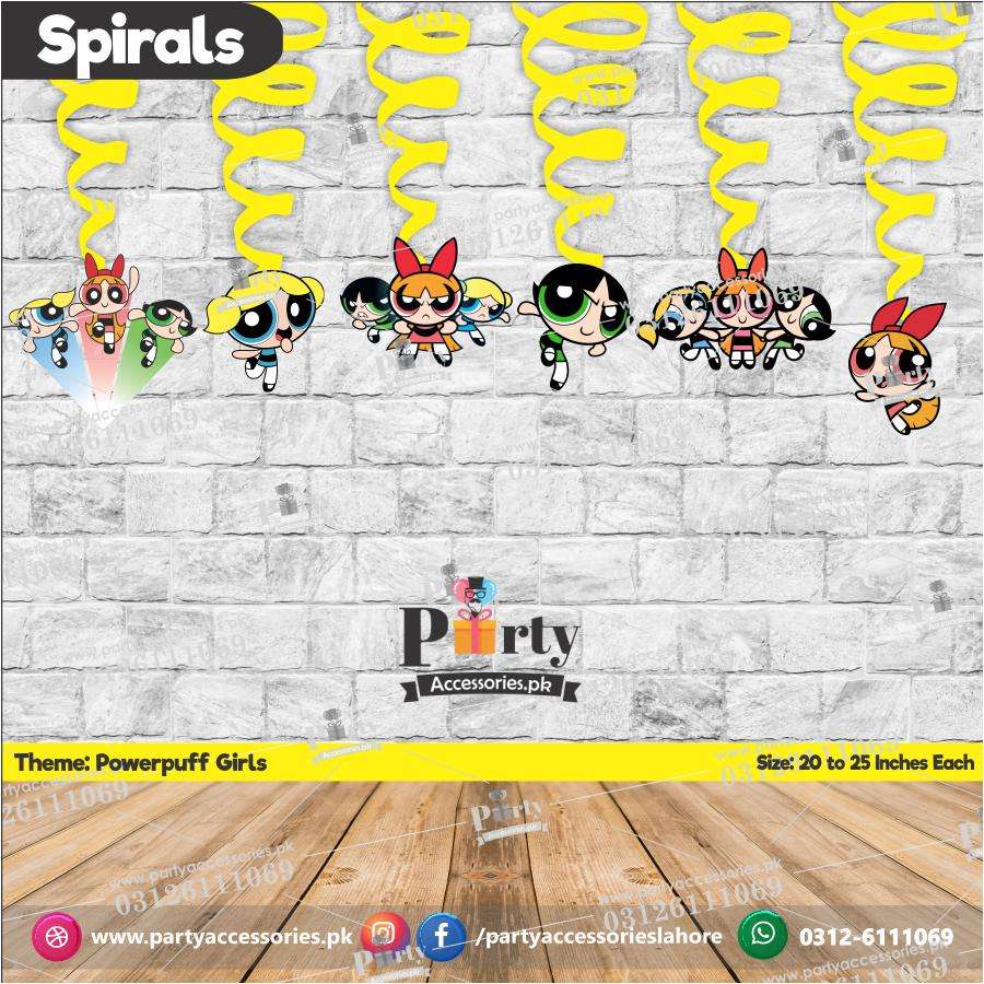 Spiral Hanging swirls in Power Puff Girls theme birthday party decorations 