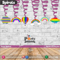 Spiral Hanging swirls in Rainbow theme birthday party decorations