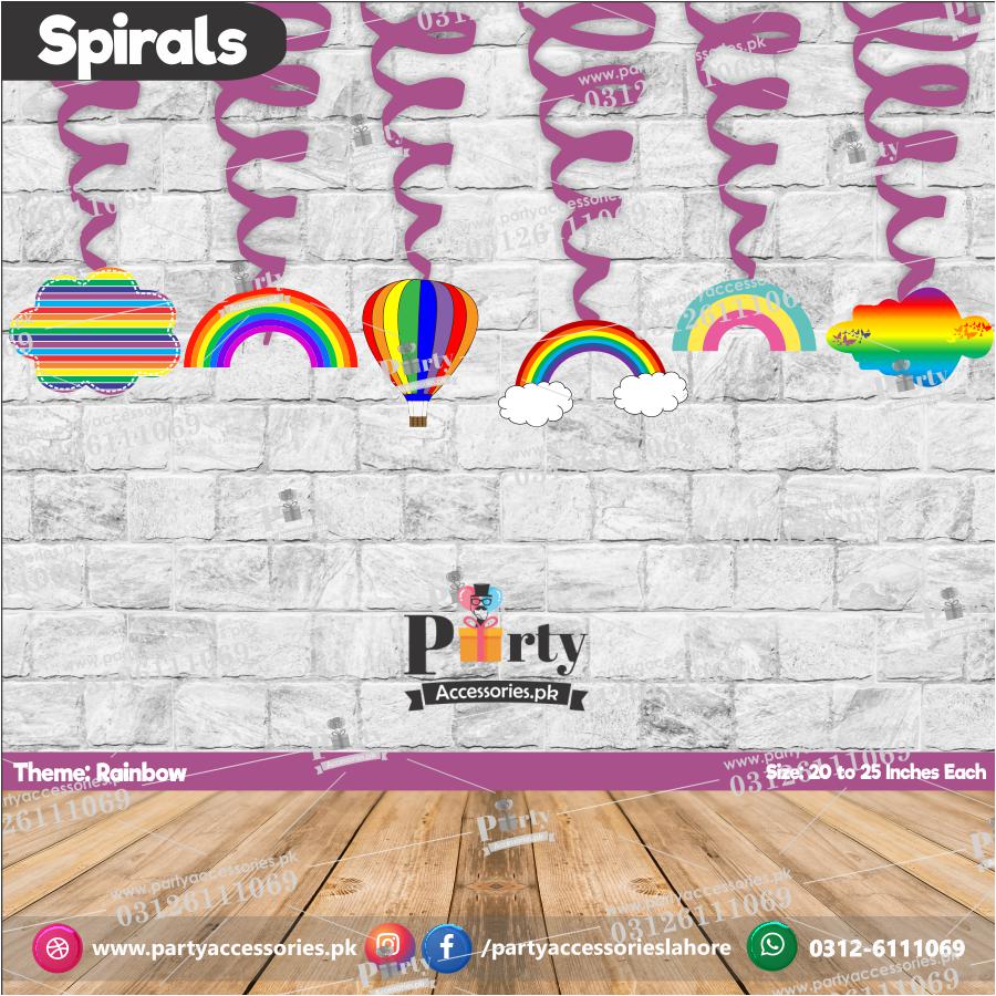 Spiral Hanging swirls in Rainbow theme birthday party decorations