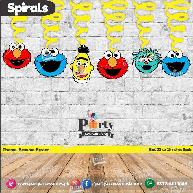 Spiral Hanging swirls in sesame street theme birthday party decorations