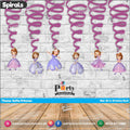 Spiral Hanging swirls in Sophia the first sofia theme birthday party decorations