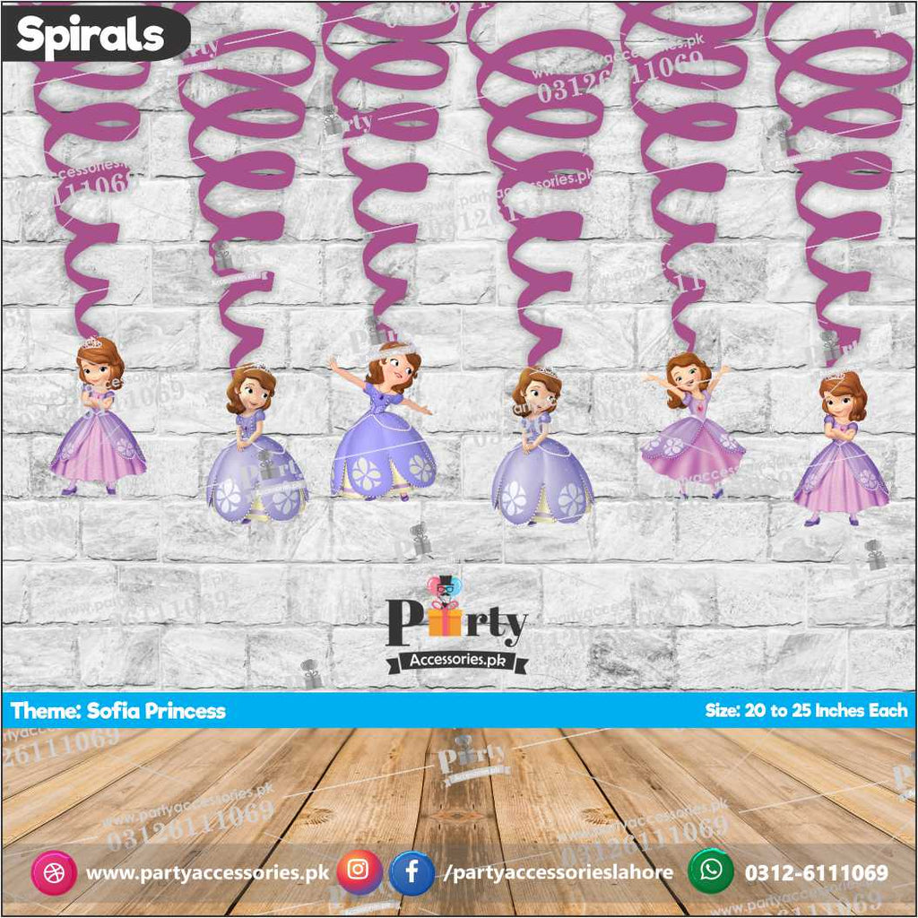 Spiral Hanging swirls in Sophia the first sofia theme birthday party decorations
