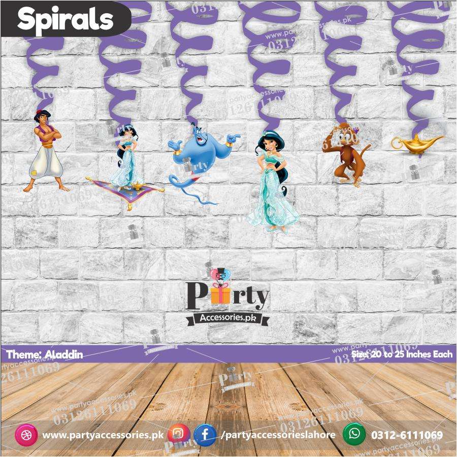 Spiral Hanging swirls in Aladin theme birthday party decorations