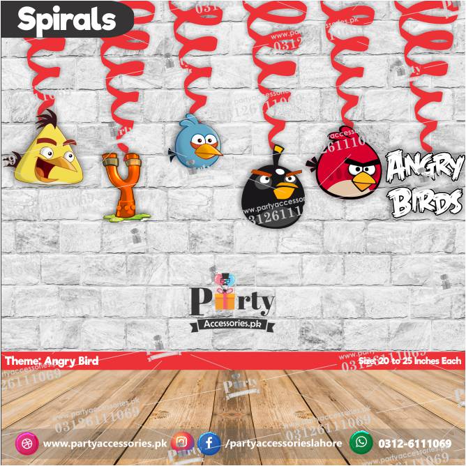 Spiral Hanging swirls in Angry Bird theme birthday party decorations 