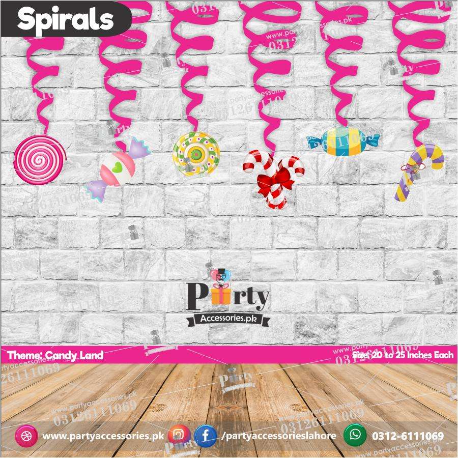 Spiral Hanging swirls in Candy Land theme birthday party decorations 