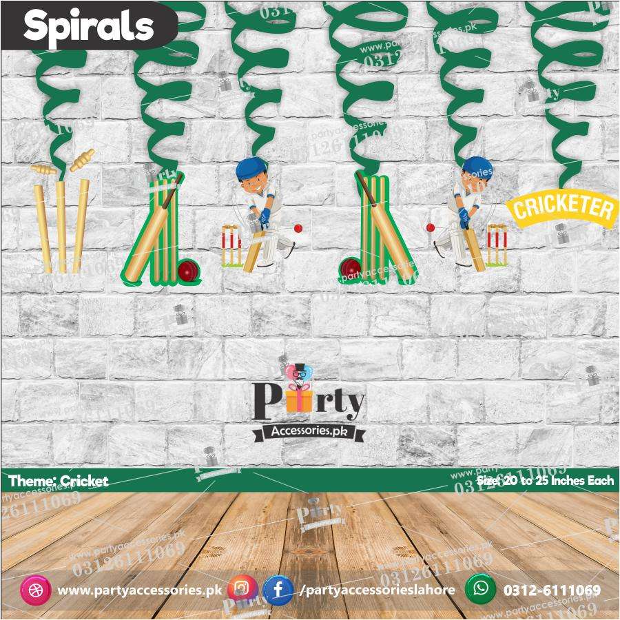 Spiral Hanging swirls in Cricket theme birthday party decorations 