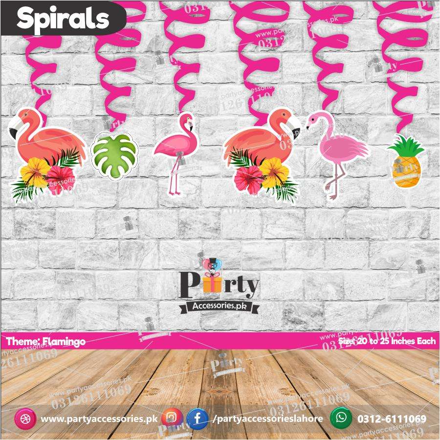 Spiral Hanging swirls in Flamingo theme birthday party decorations