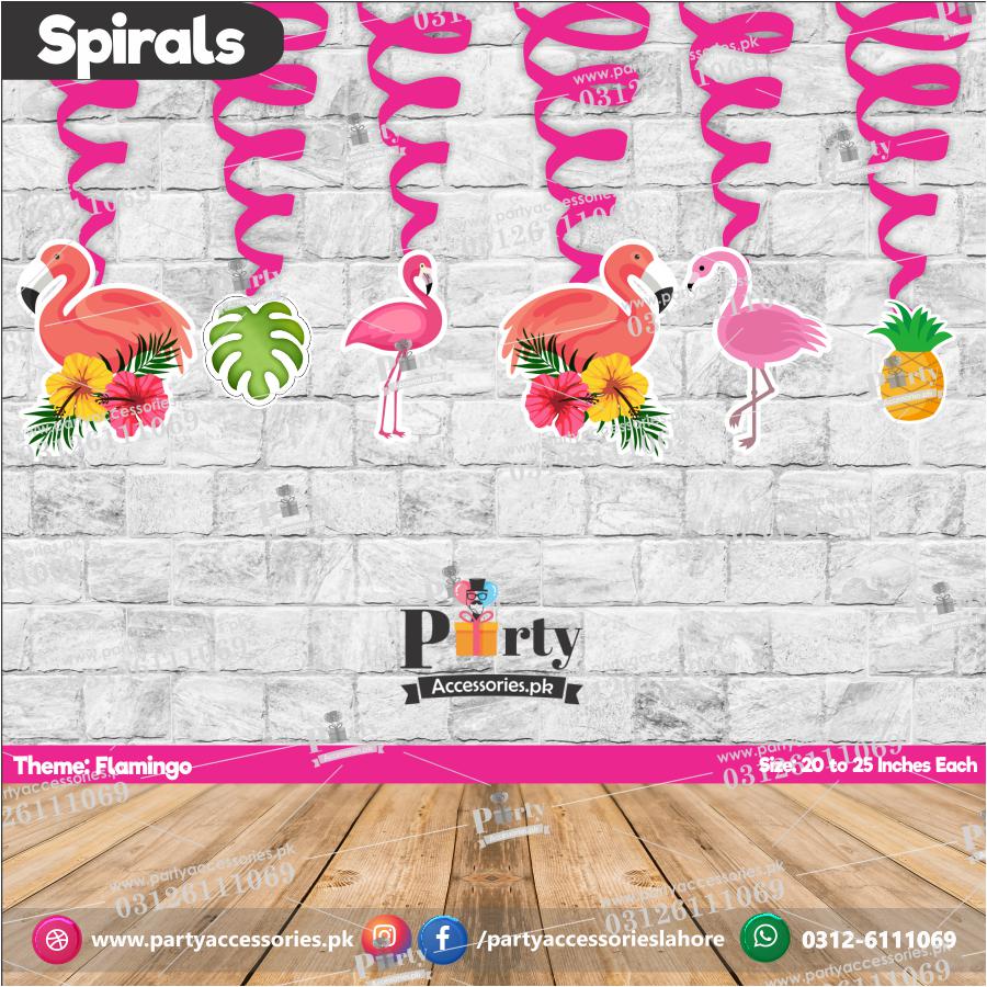 Spiral Hanging swirls in Flamingo theme birthday party decorations