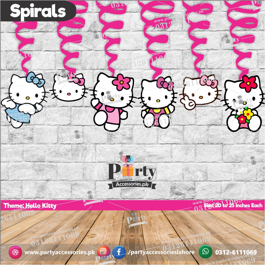 Spiral Hanging swirls in Hello Kitty theme birthday party decorations 