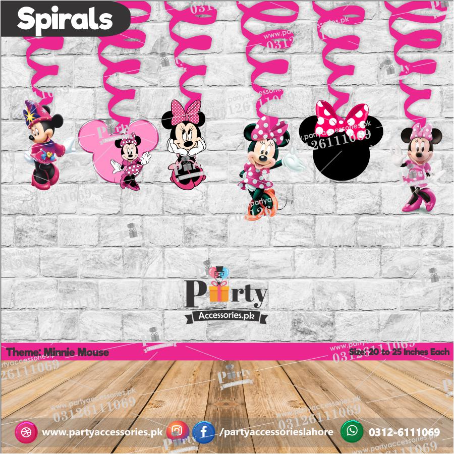 Spiral Hanging swirls in Minnie Mouse theme birthday party decorations 