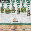 Spiral Hanging swirls in Ninja Turtle theme birthday party decorations 