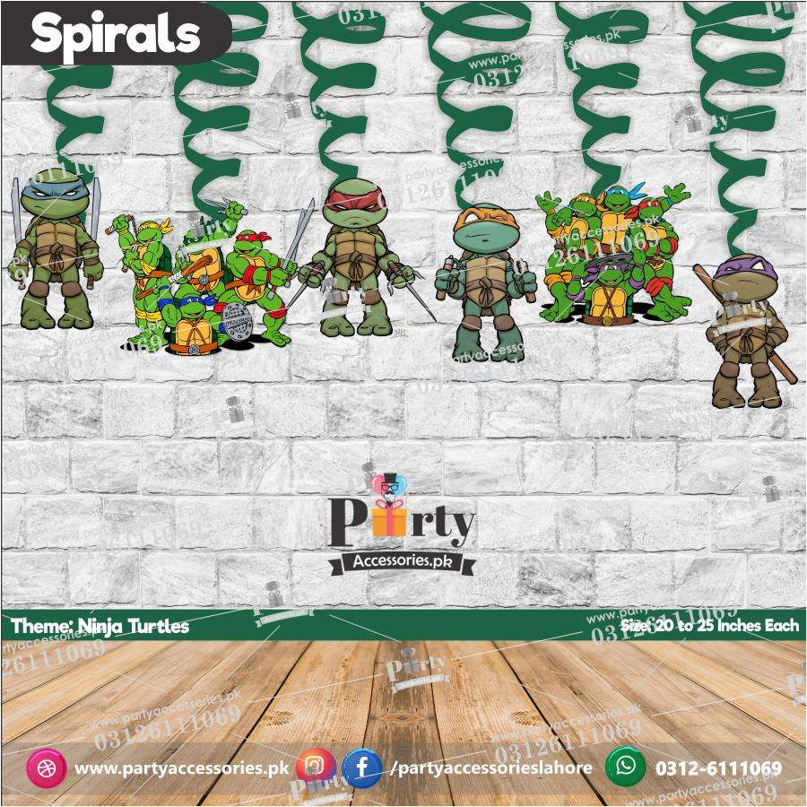 Spiral Hanging swirls in Ninja Turtle theme birthday party decorations 