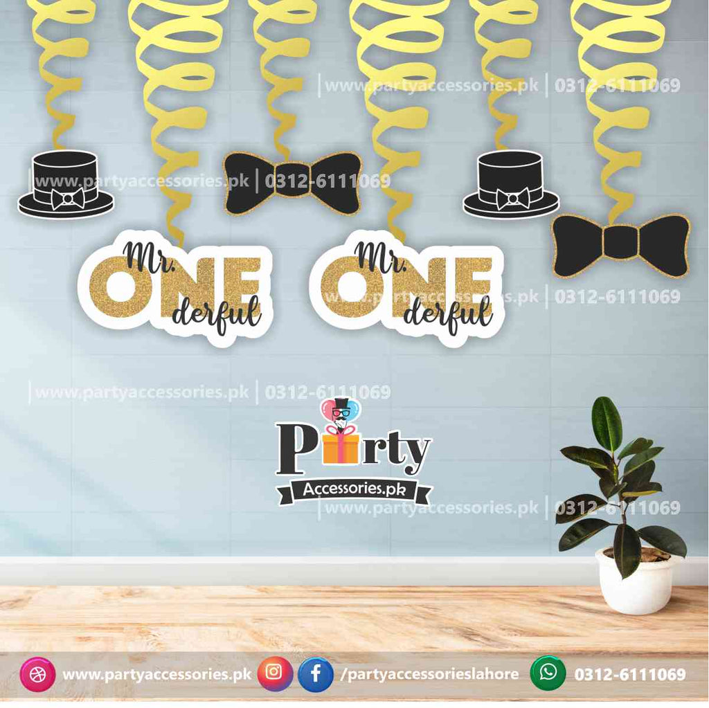 Spiral Hanging swirls in OneDerful theme birthday party decorations 6 pcs 12 pcs packs