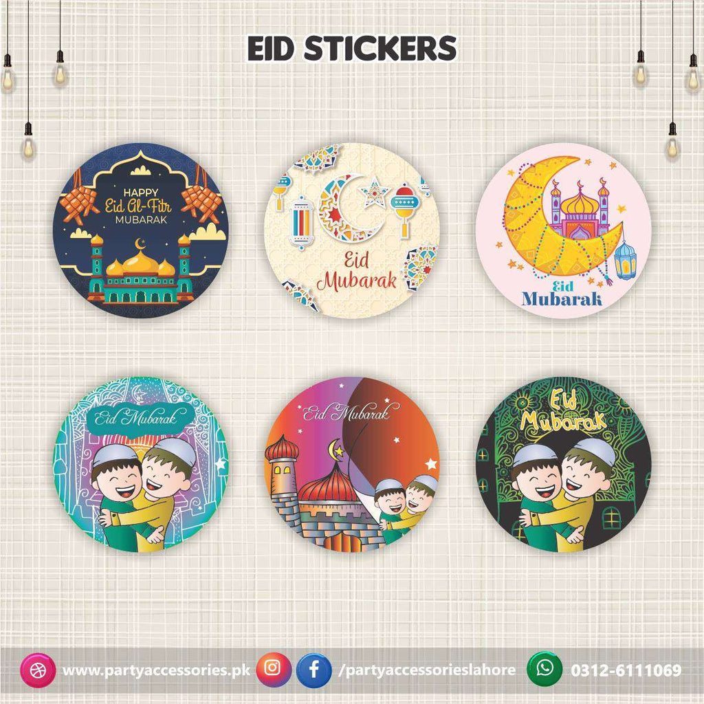 Eid Mubarak stickers round in mix designs 