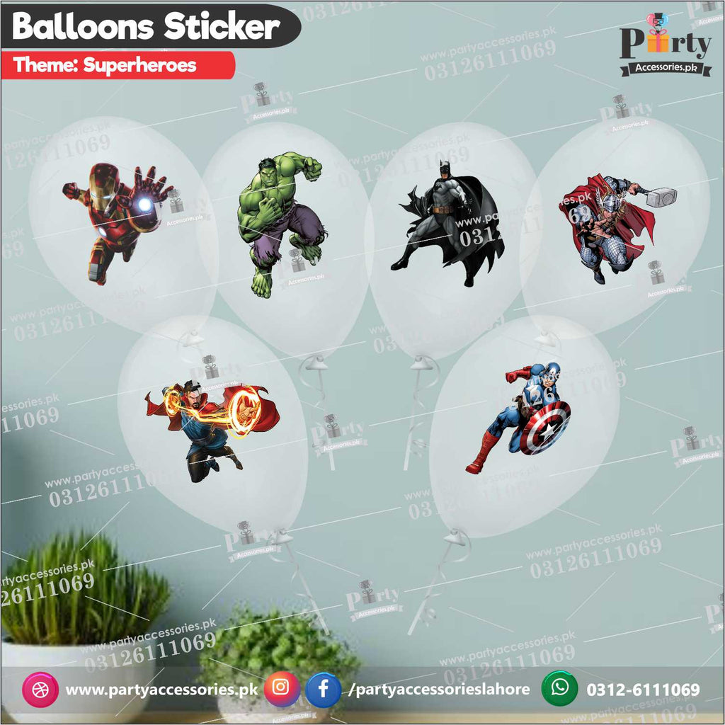 transparent balloons with sticker in superheroes theme party 