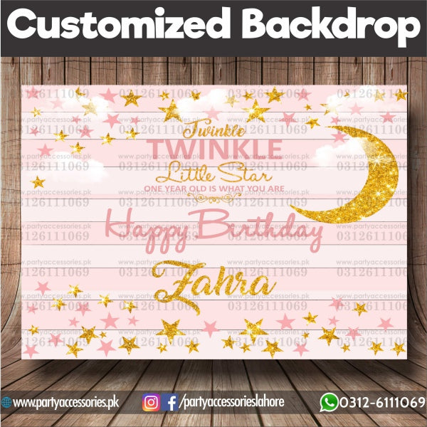 Customized Twinkle Twinkle for Girls Theme Birthday Backdrop