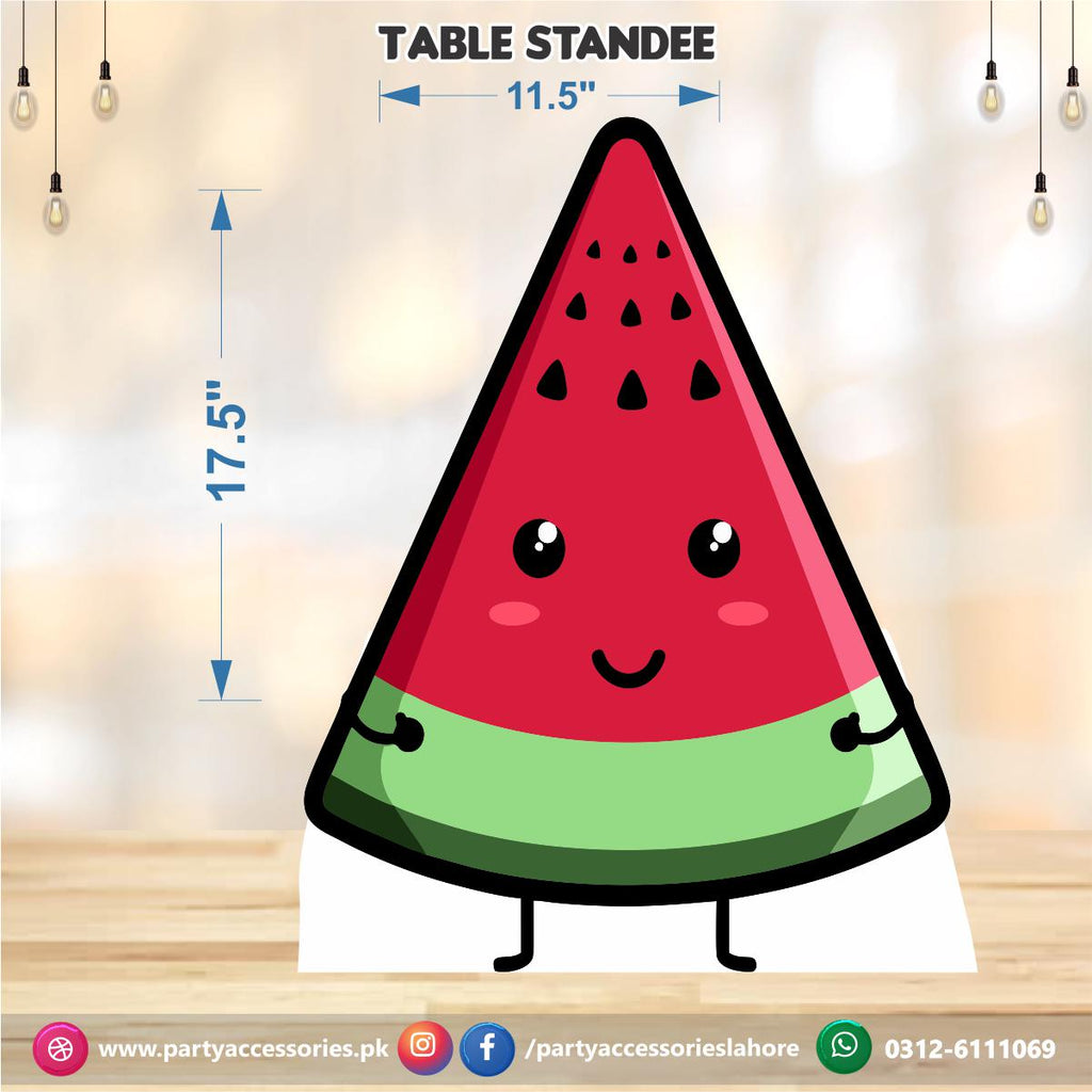 One in a melon theme Table standing character cutouts