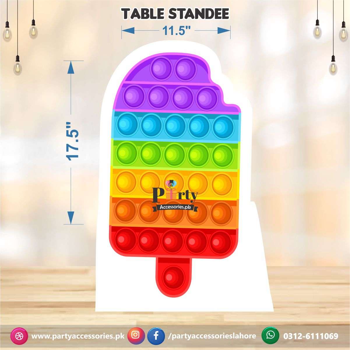Pop It Party theme Table standee in ice cream cutouts