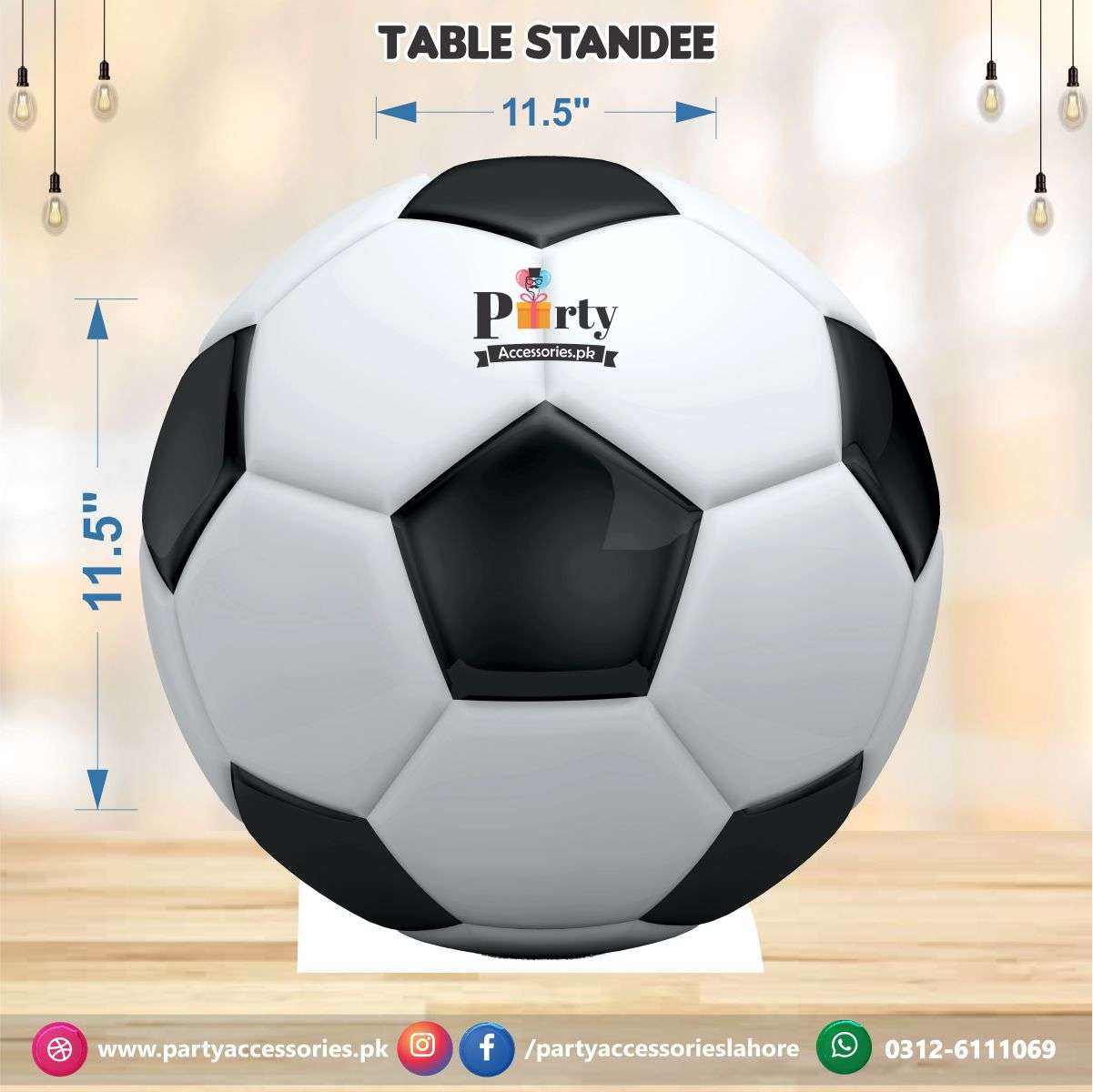 Football Theme Birthday Party Table Standing Character Cutouts in football shape