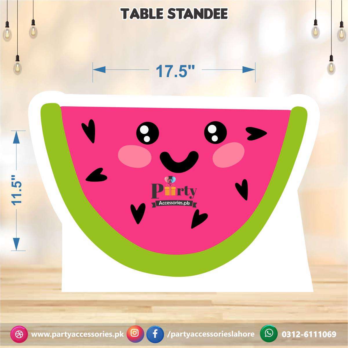 One in a melon theme Table standing character cutouts