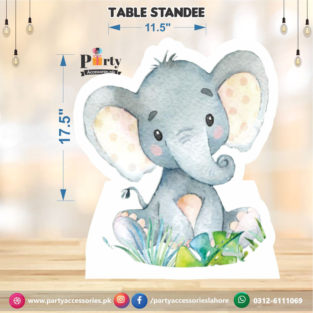 Wild One Theme Birthday Party Table Standing Character Cutouts in Elephant Shape