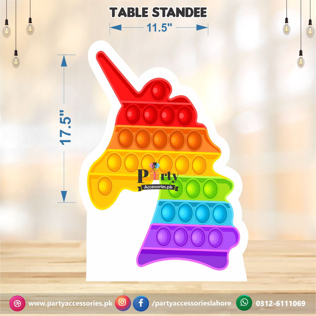 Pop It Party theme Table standee in Unicorn Shape cutouts