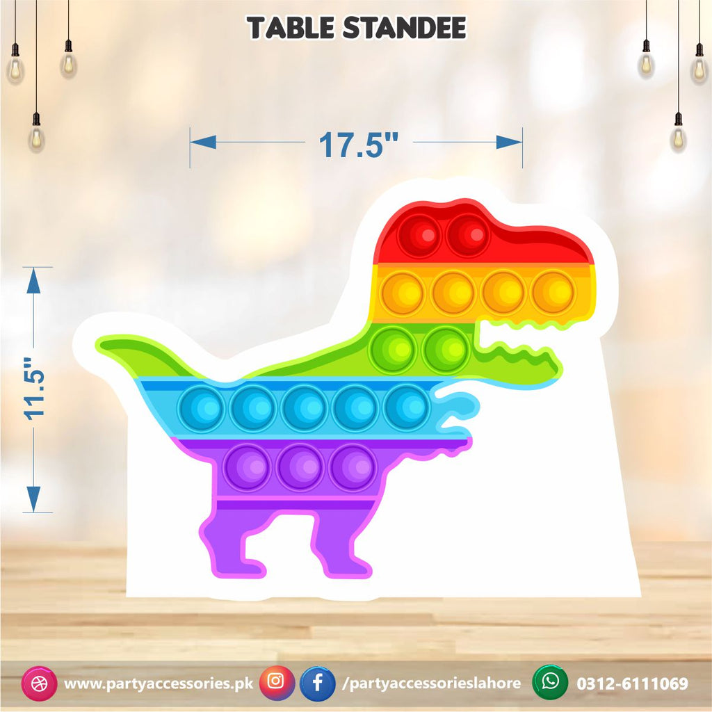 Pop It Party theme Table standee in Dinosaur Shape cutouts