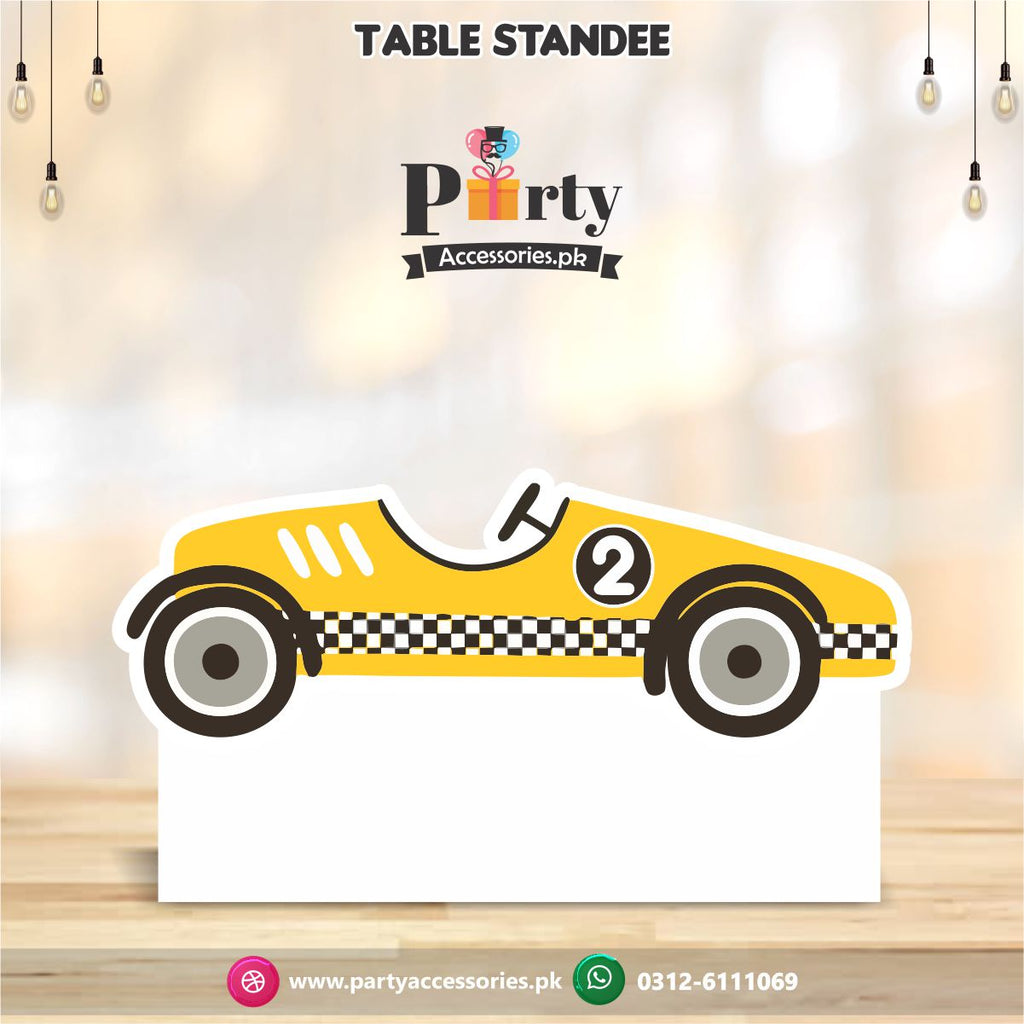 Two Fast Table standing character cutouts