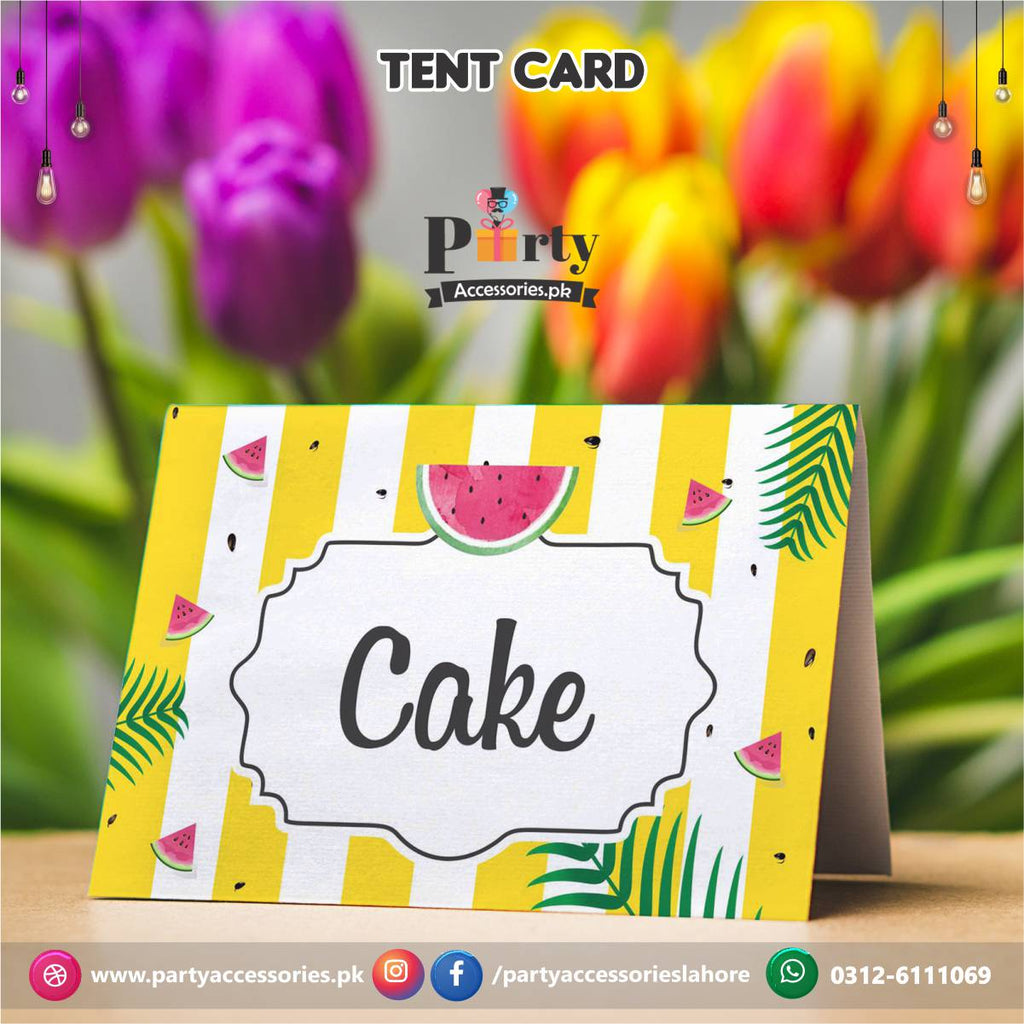 Customized One in a melon theme birthday Party Table Tent cards